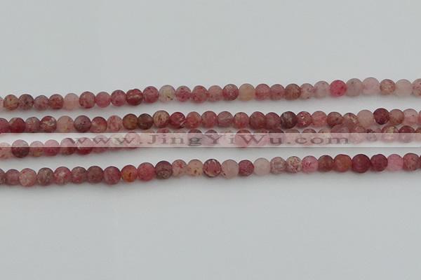 CBQ660 15.5 inches 6mm round matte strawberry quartz beads