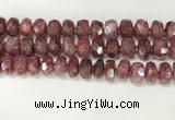 CBQ712 15.5 inches 6*12mm - 8*13mm faceted tyre strawberry quartz beads