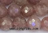 CBQ763 15 inches 9mm faceted round strawberry quartz beads