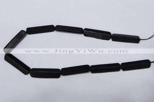 CBS15 15.5 inches 12*40mm cylinder black stone beads wholesale