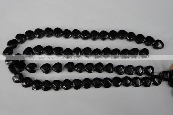 CBS303 15.5 inches 12*12mm faceted heart blackstone beads wholesale