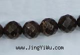 CBZ107 15.5 inches 14mm faceted round bronzite gemstone beads
