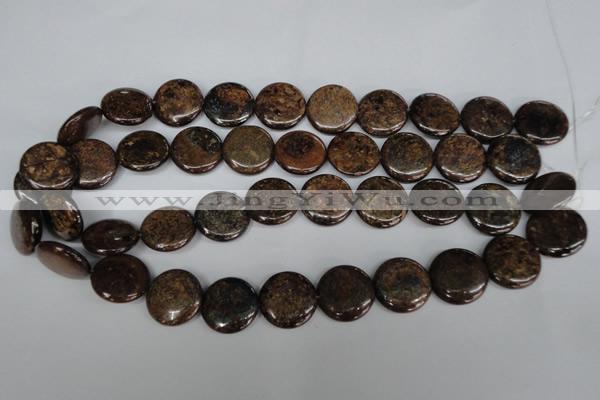 CBZ213 15.5 inches 20mm flat round bronzite gemstone beads