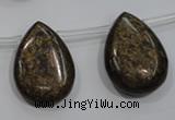 CBZ502 Top-drilled 13*18mm flat teardrop bronzite gemstone beads