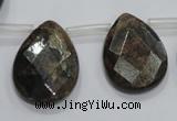 CBZ508 Top-drilled 15*20mm faceted flat teardrop bronzite gemstone beads