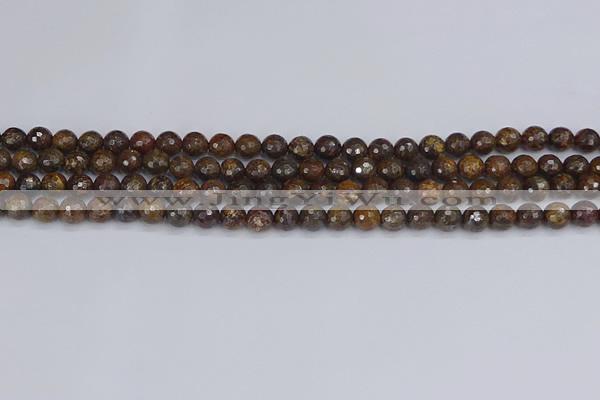 CBZ611 15.5 inches 6mm faceted round bronzite gemstone beads