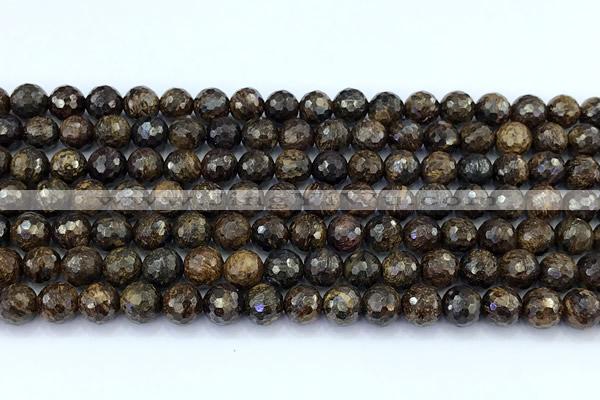 CBZ640 15 inches 6mm faceted round bronzite gemstone beads