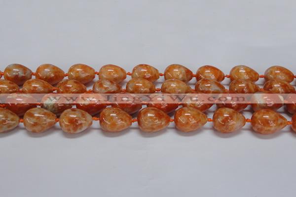CCA463 15.5 inches 15*20mm teardrop orange calcite gemstone beads