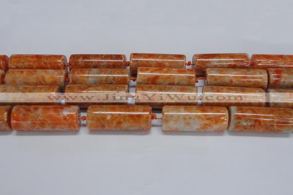CCA468 15.5 inches 15*40mm tube orange calcite gemstone beads