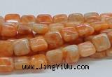 CCA56 15.5 inches 8*8mm square orange calcite gemstone beads