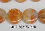 CCA64 15.5 inches 20mm flat round orange calcite gemstone beads