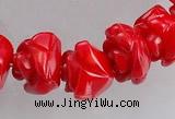 CCB09 15.5 inches 9-10mm rose shape red coral beads Wholesale