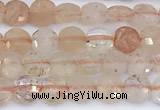 CCB1140 15 inches 4mm faceted coin strawberry quartz beads