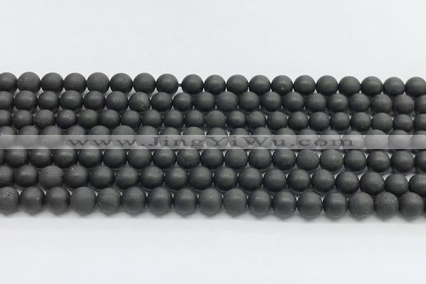 CCB1186 15 inches 6mm round matte shungite gemstone beads