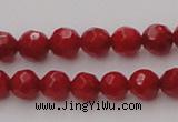 CCB121 15.5 inches 5mm faceted round red coral beads wholesale