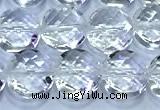 CCB1330 15 inches 8mm faceted coin white crystal beads