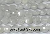 CCB1366 15 inches 4mm faceted coin white moonstone beads