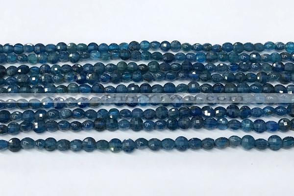 CCB1389 15 inches 4mm faceted coin apatite beads