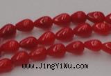 CCB139 15.5 inches 4*6mm teardrop red coral beads wholesale