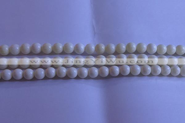 CCB302 15.5 inches 8mm round white coral beads wholesale