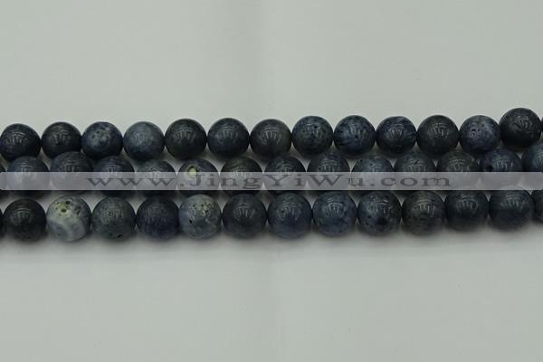 CCB455 15.5 inches 14mm round blue coral beads wholesale