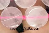CCB501 15.5 inches 14mm coin rose quartz beads wholesale