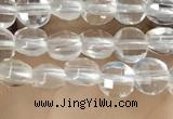 CCB530 15.5 inches 4mm faceted coin white crystal beads
