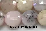 CCB682 15.5 inches 10mm faceted coin pink opal gemstone beads