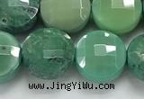 CCB689 15.5 inches 10mm faceted coin grass agate gemstone beads