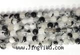 CCB758 15.5 inches 8mm faceted coin black rutilated quartz beads
