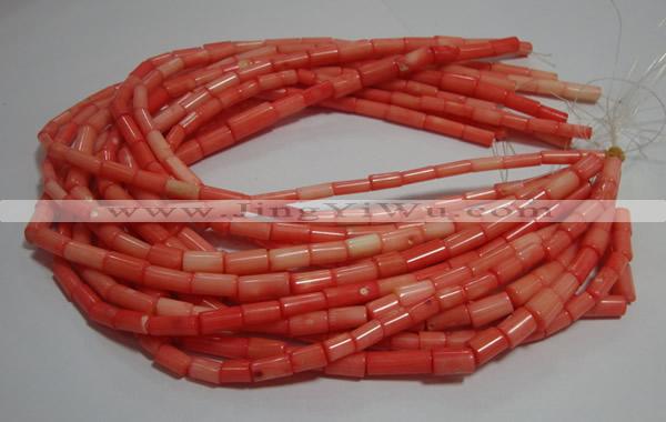 CCB84 15.5 inches 5*10mm column pink coral beads Wholesale