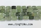 CCB886 11*15mm-12*16mm faceted cuboid green rutilated quartz beads wholesale