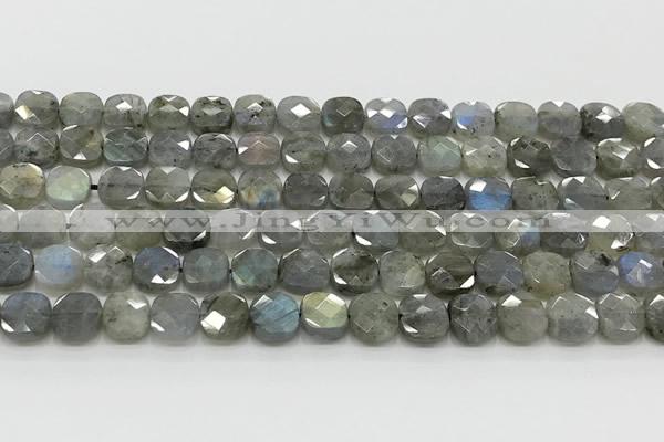 CCB903 15.5 inches 8*8mm faceted square labradorite beads