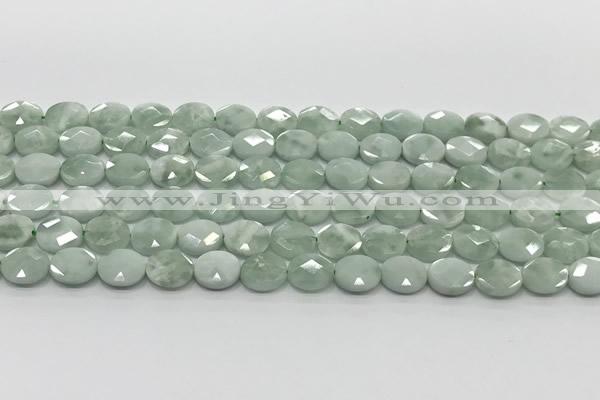 CCB934 15.5 inches 8*10mm faceted oval green angel skin beads