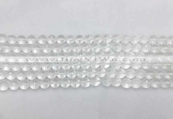 CCBS03 15 inches 6mm faceted round white crystal beads wholesale