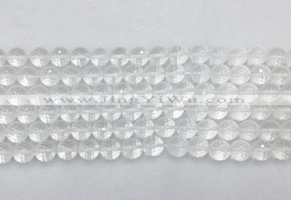 CCBS04 15 inches 8mm faceted round white crystal beads wholesale