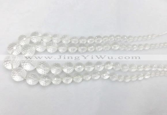 CCBS11 15 inches 6mm - 18mm faceted round white crystal beads wholesale