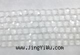 CCBS15 15 inches 12mm faceted square white crystal beads wholesale
