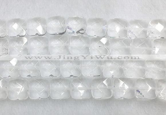 CCBS17 15 inches 16mm faceted square white crystal beads wholesale
