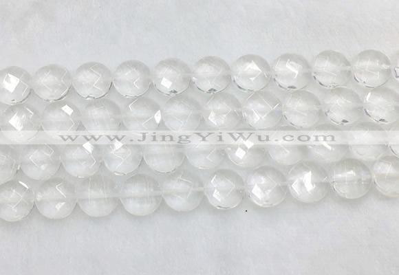 CCBS22 15 inches 14mm faceted coin white crystal beads wholesale