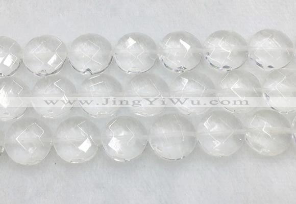 CCBS25 15 inches 20mm faceted coin white crystal beads wholesale