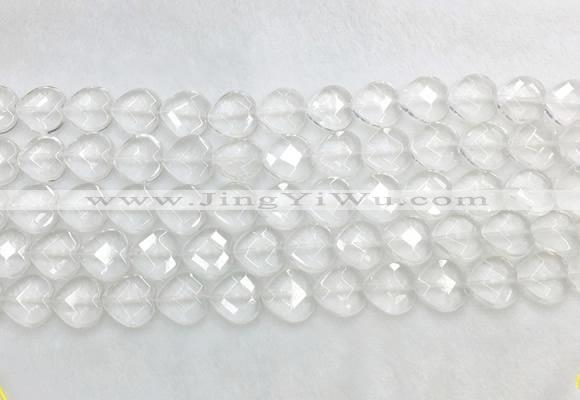 CCBS27 15 inches 12mm faceted heart white crystal beads wholesale