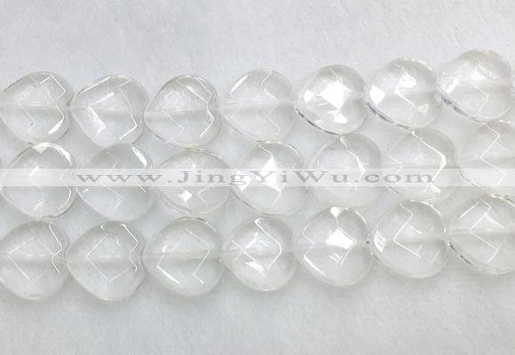 CCBS30 15 inches 18mm faceted heart white crystal beads wholesale