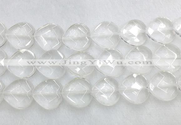 CCBS31 15 inches 20mm faceted heart white crystal beads wholesale