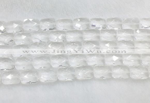CCBS35 15 inches 12*16mm faceted rectangle white crystal beads wholesale