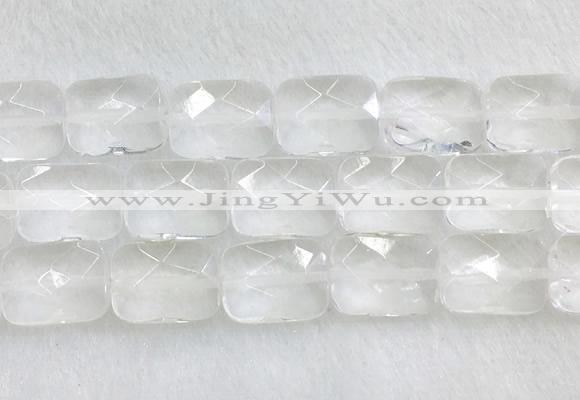 CCBS37 15 inches 15*20mm faceted rectangle white crystal beads wholesale