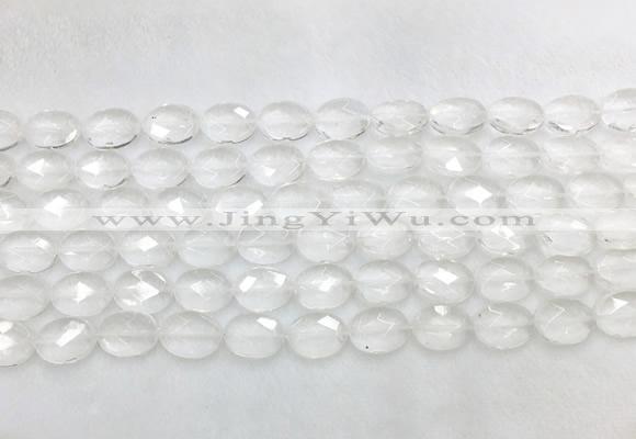 CCBS39 15 inches 8*12mm faceted oval white crystal beads wholesale