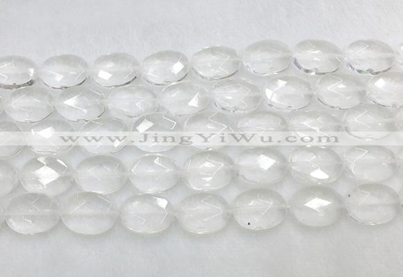CCBS41 15 inches 12*16mm faceted oval white crystal beads wholesale
