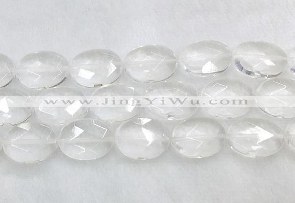CCBS43 15 inches 15*20mm faceted oval white crystal beads wholesale