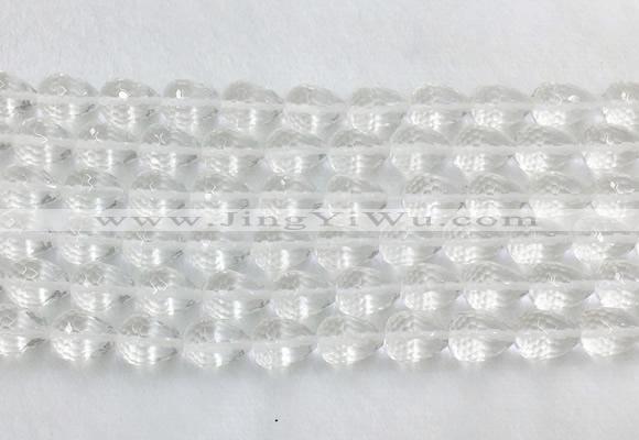 CCBS45 15 inches 8*12mm faceted teardrop white crystal beads wholesale
